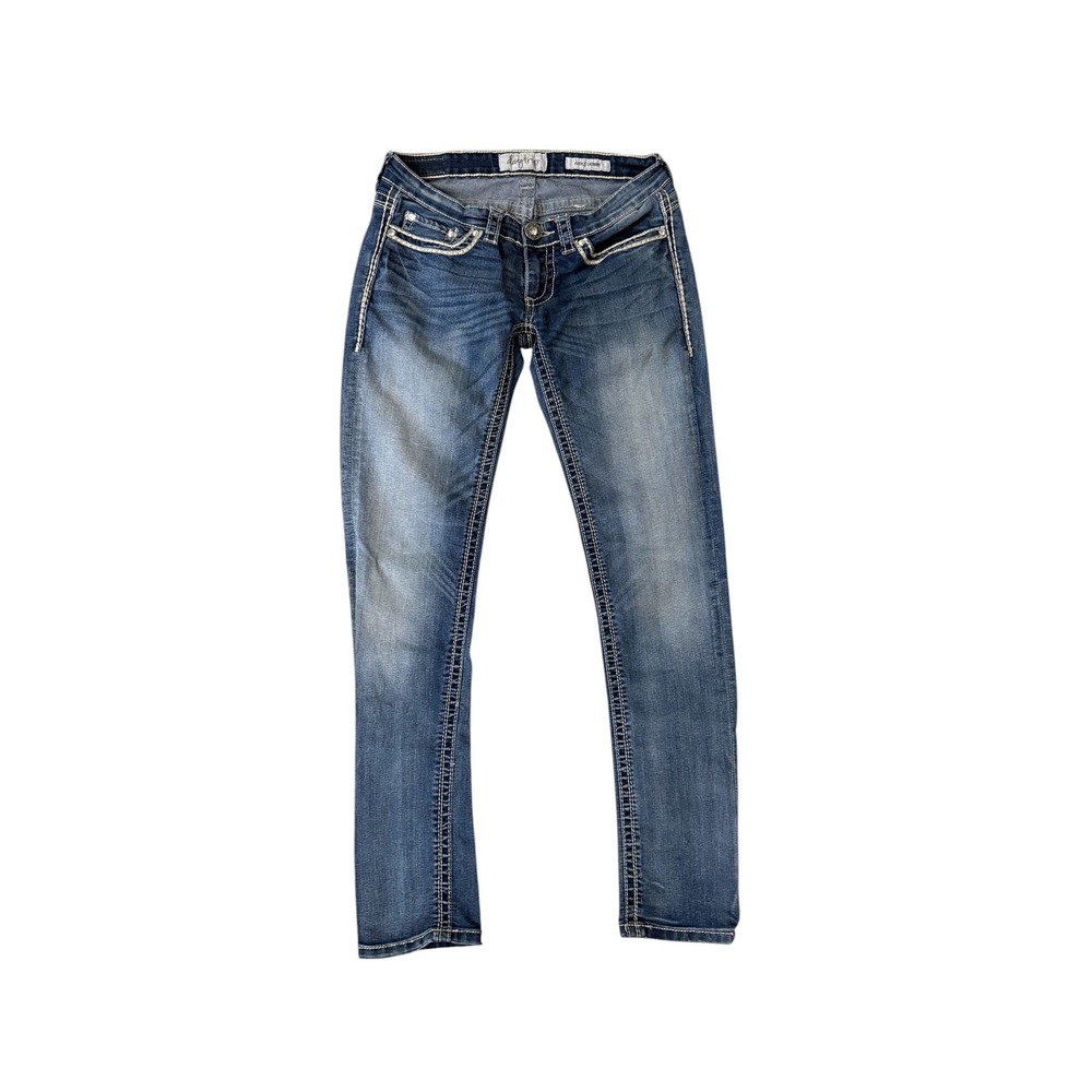 Daytrip Aries Skinny Jeans Womens 28R Blue Medium Wash Contrast Stitch Low‎